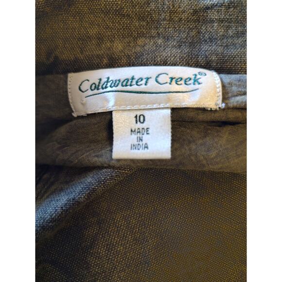 Coldwater Creek Olive Green Embroidered Denim Two Button Jacket Size 10 Pockets - Picture 9 of 10